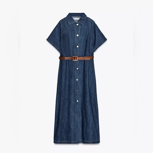 Zara Blue Denim Button-Down Dress - Picture 2 of 3